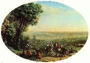 Claude Lorrain Belagerung von La Rochelle durch die Truppen Ludwigs XIII., Oval painting